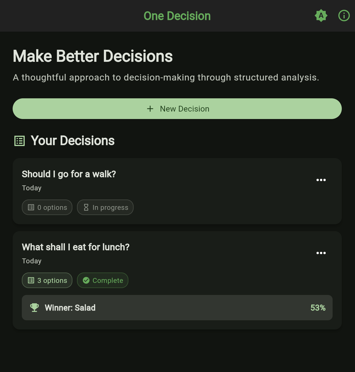 OneDecision - Decision Making App