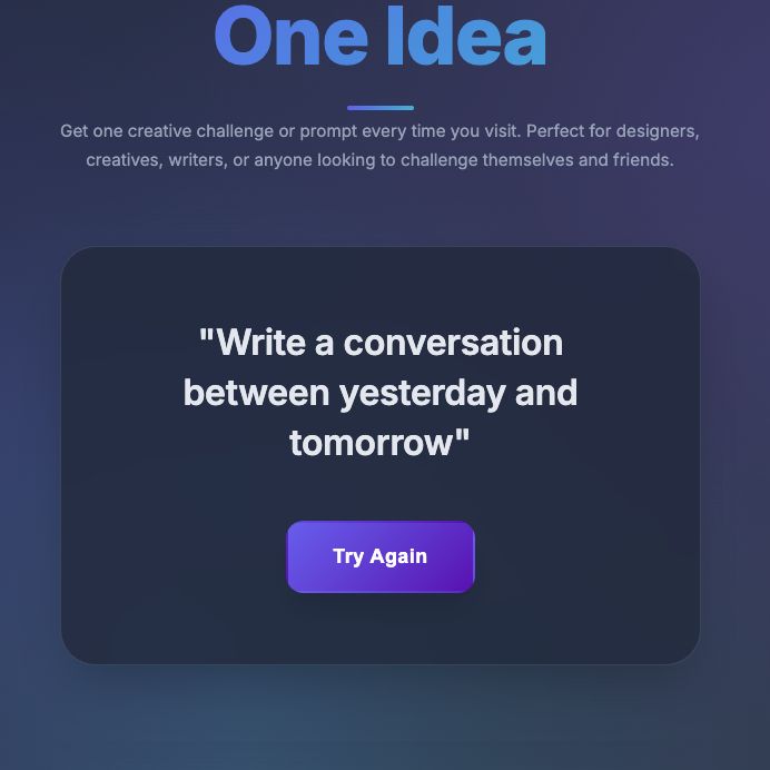 One Idea - Creative Challenge Generator